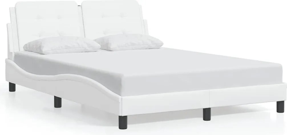 vidaXL Cadru de pat fără saltea, Zadar, alb, 120x200 cm, piele ecologică