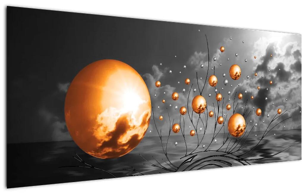 Tablou  bilelor portocalii abstarcte (120x50 cm), în 40 de alte dimensiuni noi