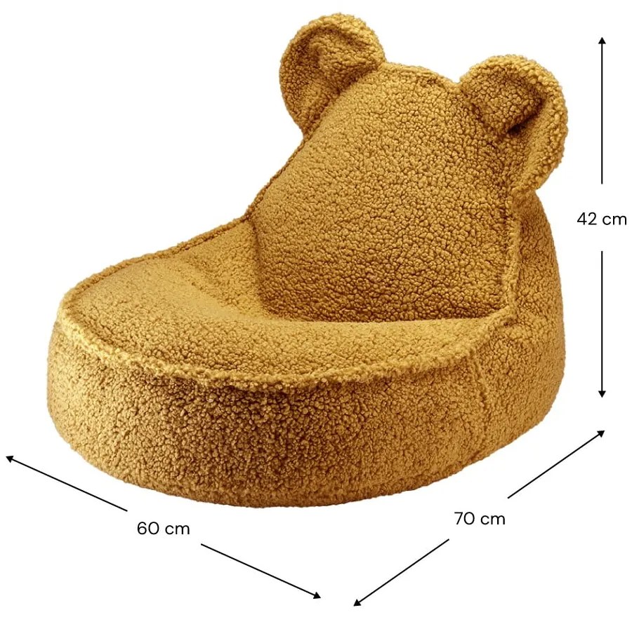 Fotoliu puf pentru copii maro cu tapițerie din țesătură bouclé Bear – Wigiwama