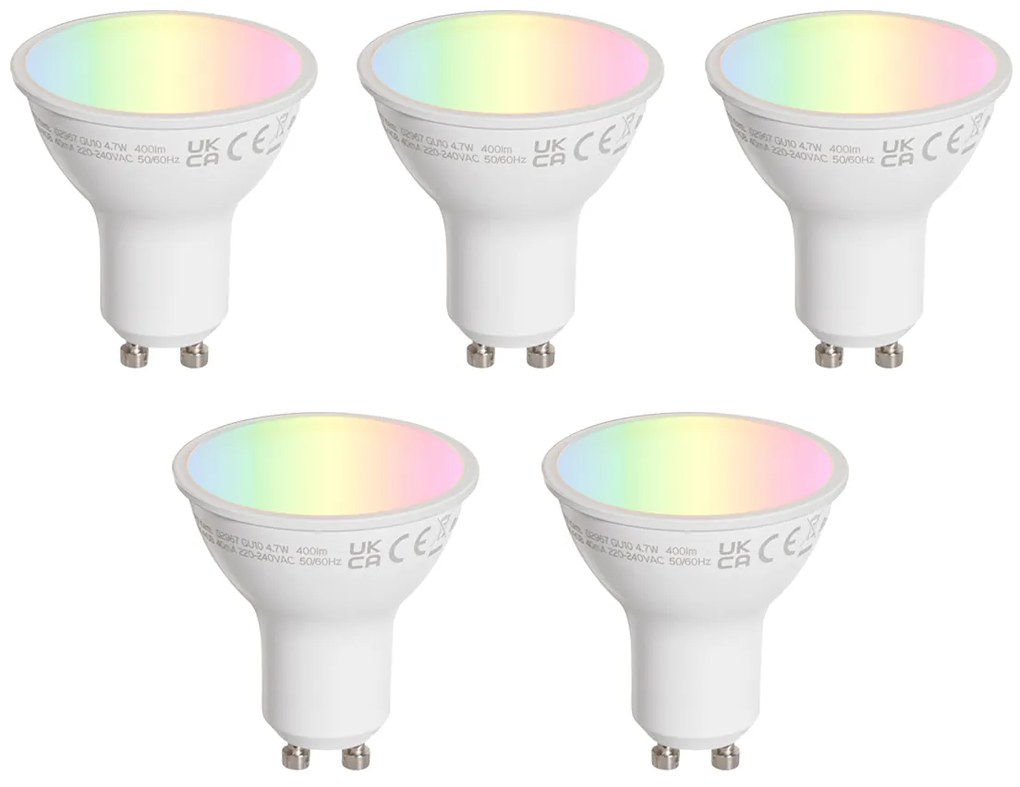 Set de 5 becuri LED GU10 50mm clare 4.7W 400 lm 2200-2400K