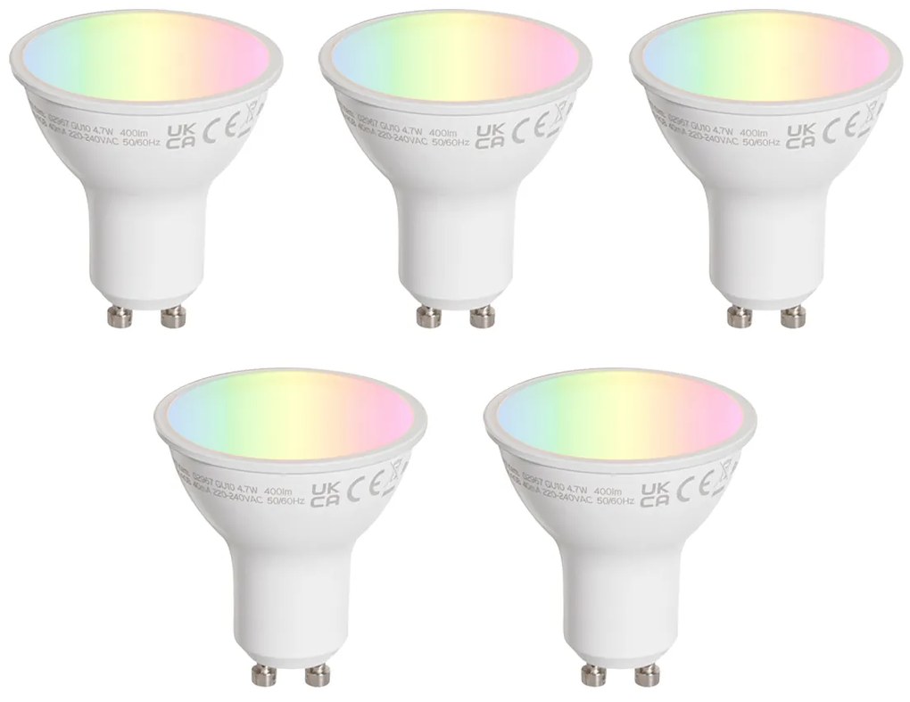 Set de 5 becuri LED GU10 clare de 50 mm 4.7W 400 lm 2200-2400K
