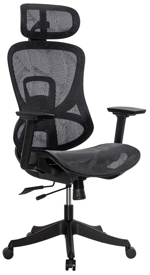 Scaun ergonomic SYYT 9518 negru, brațe 3D și șezut culisabil