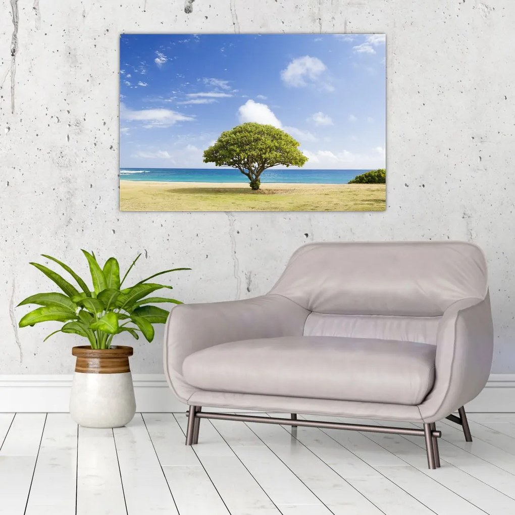Tablou plaja cu copac (90x60 cm)