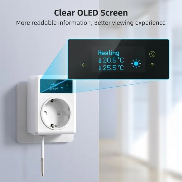 Immax NEO 07811L - Priză inteligentă cu termometru F 3680W Wi-Fi