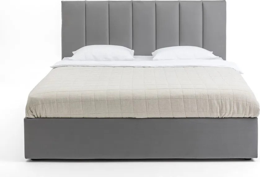 Pat dublu tapițat gri cu spațiu de depozitare cu saltea/ somieră 180x200 cm Thessa Bold Line - Bonami Selection