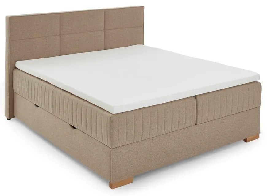Pat boxspring bej cu spațiu de depozitare 160x200 cm Tambo – Meise Möbel