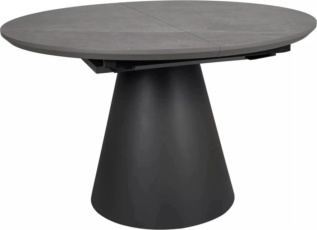Masa extensibila ANGEL II, gri cu efect de marmura/negru, 120/160x120x