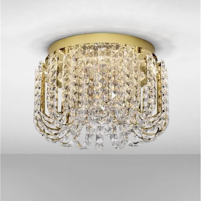 Lustra aplicata LED auriu, cristale sticla CELYSIA 50cm