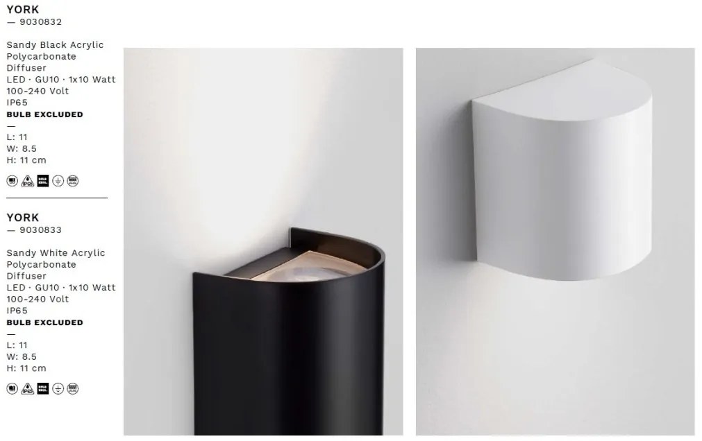 Aplica iluminat exterior ambiental IP65 YORK M negru