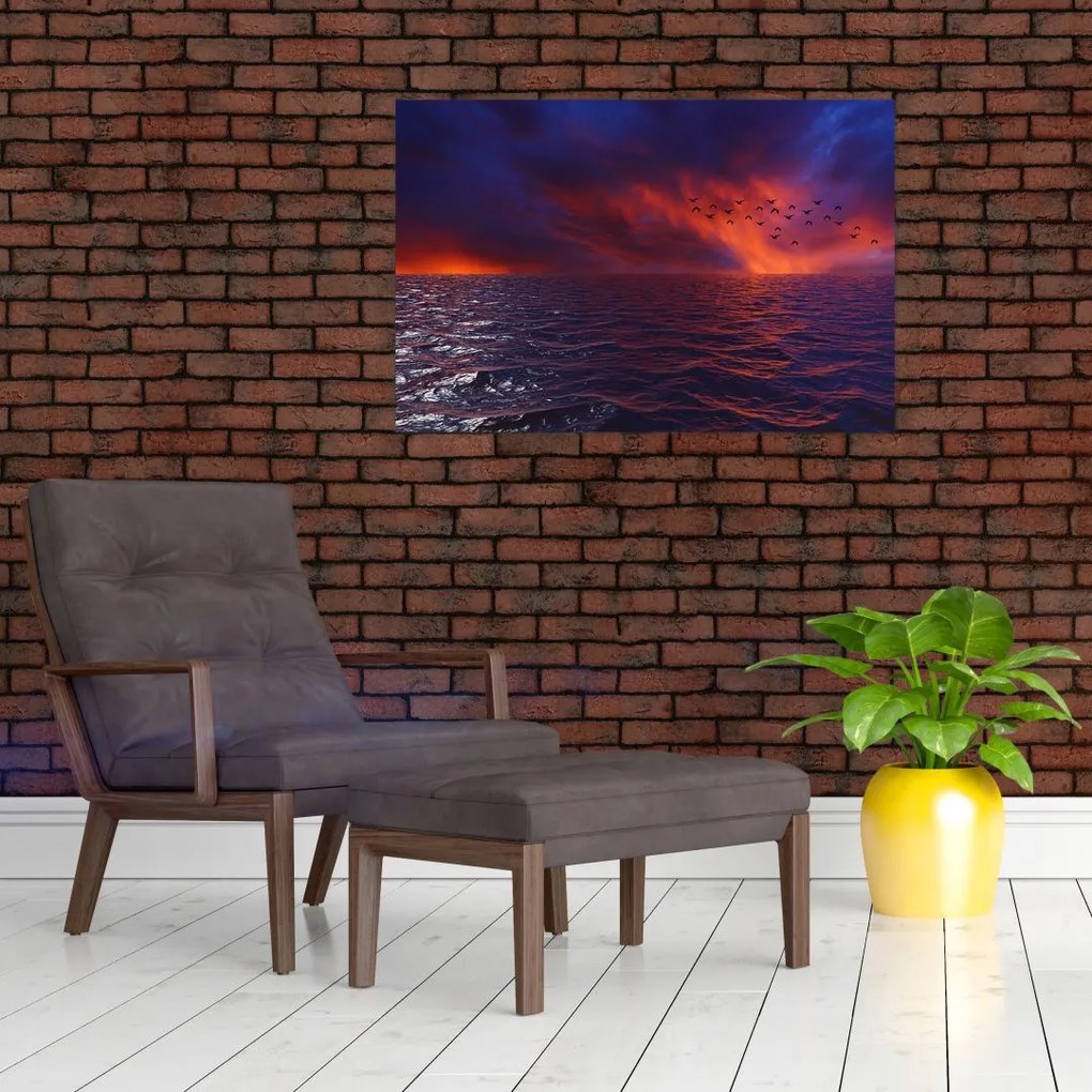Tablou cu mare și păsări (90x60 cm)