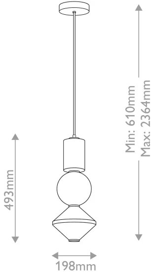 Alora Mood ALM-BIJOU-P3-GD - Lustră LED BIJOU suspendată pe cablu, 20 W, 230 V, 3000 K, auriu