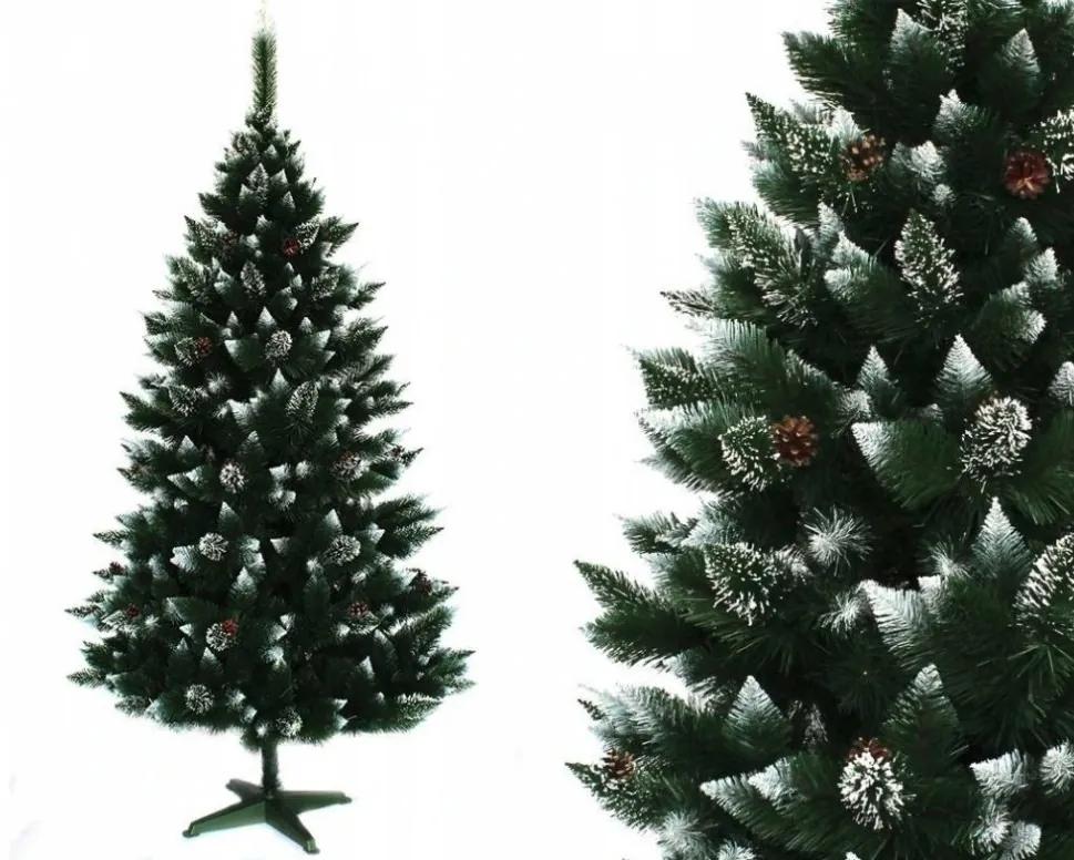 Brad de Crăciun de lux, cu vârfuri albe și conuri de pin 150 cm