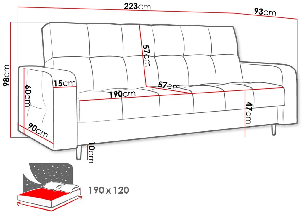 Canapea extensibilă Solvetana (albastru) (cu sp. depozitare). Promo -17%. 1105629