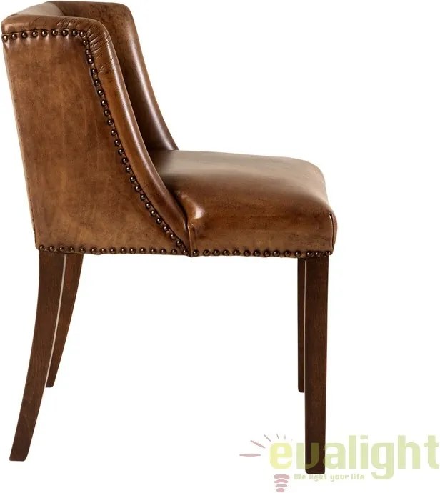 Scaun design LUX cu tapiterie din piele naturala, St. James, tobacco 107457 HZ