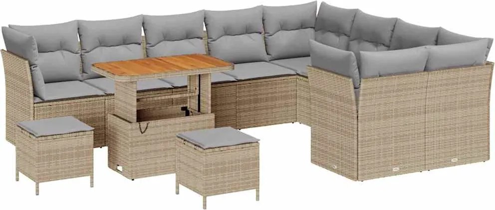 vidaXL Set de canapele pentru grădină 12 pcs Bej poliratan