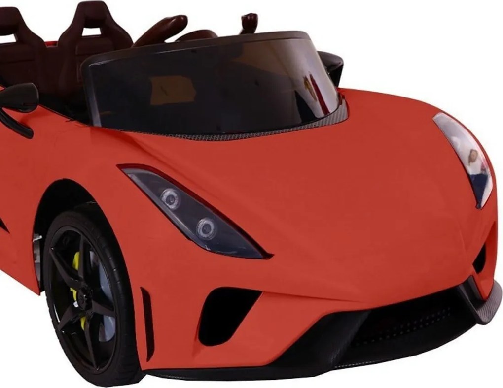Masinuta Electrica cu acumulator pentru copii NOVOKIDS™ Famous Racer , Cu telecomanda, Melodii si lumini, 3-8 ani , Usi cu deschidere Butterfly ,