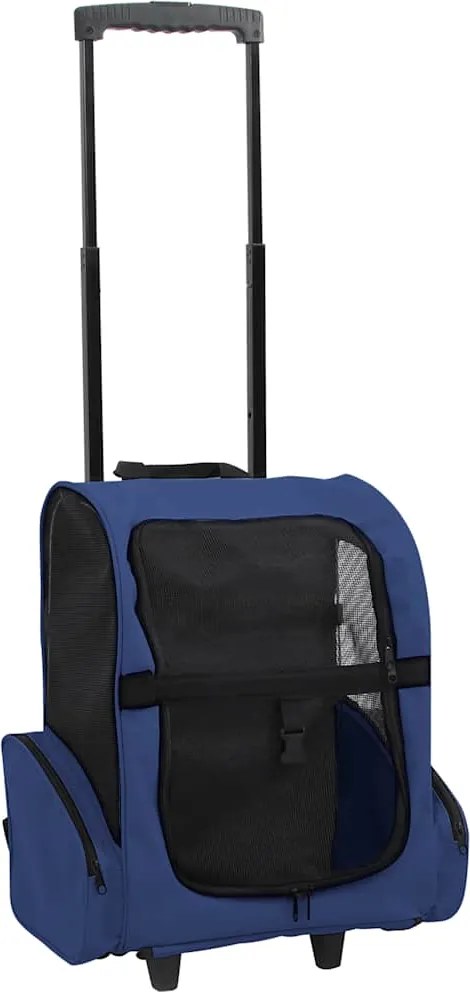 vidaXL Troller pentru animale de companie multifuncțional, pliabil, albastru