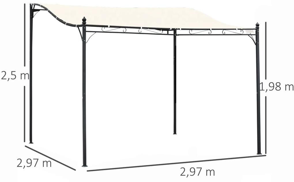 Outsunny Pavilion cu Perdea Parasolară și Prelată Impermeabilă din Poliester, Ideal pentru Grădină, Crem, 297x297cm | Aosom Romania