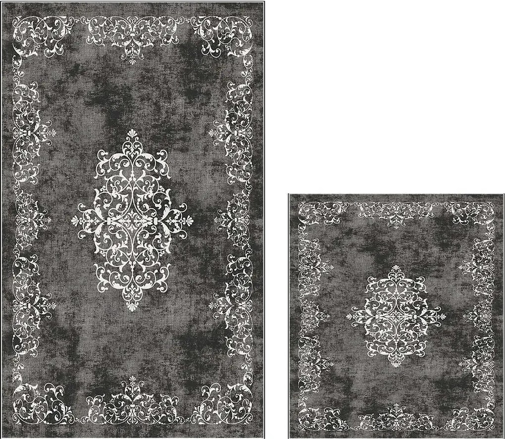 Set 2 covorase baie 510616, forma dreptunghiulara, poliester, gri