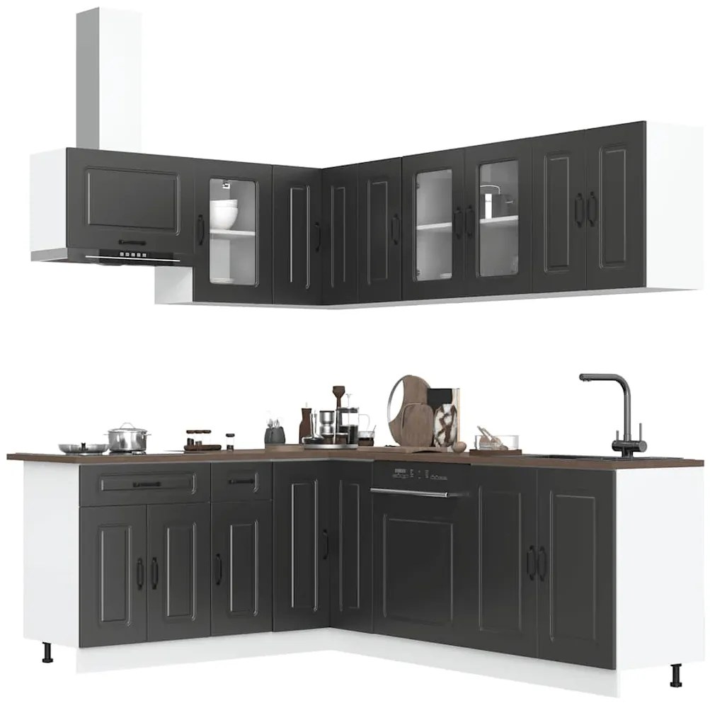 vidaXL Set dulap de bucătărie 11 piese „Kalmar” lemn negru prelucrat