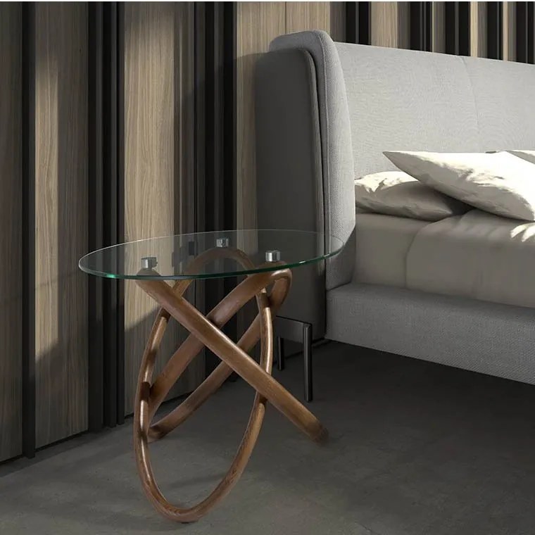 Masuta auxiliara design modern Walnut Round Corner