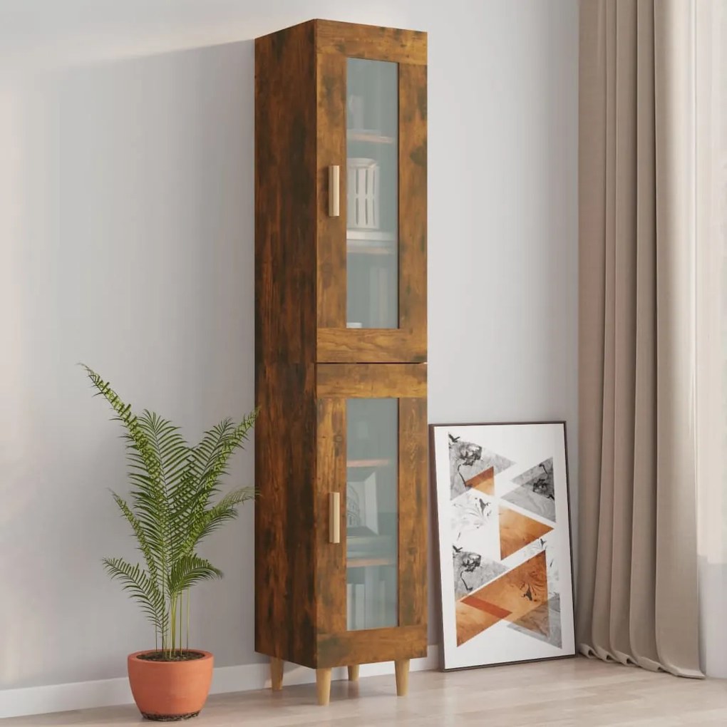 3115409 vidaXL Dulap înalt, stejar fumuriu, 34,5x34x180 cm, lemn prelucrat