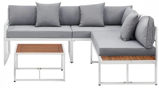 Juskys Set de grădină din metal St. Tropez - alb/cuşete gri