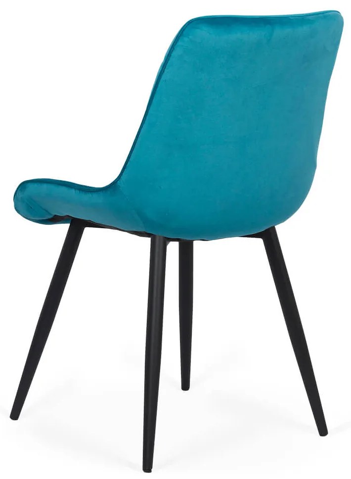 Scaun living din catifea cu picioare metalice negre BUC 206 turcoaz