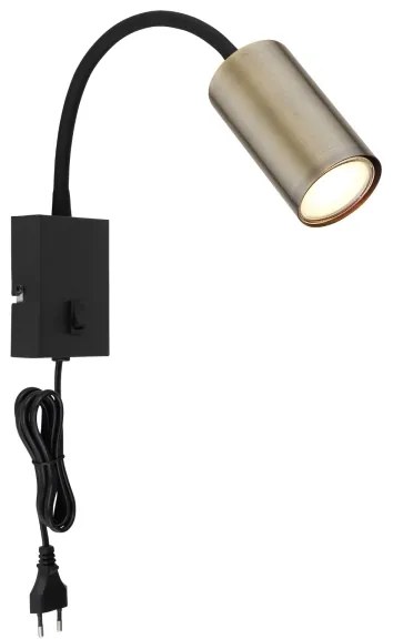 Lampă de perete flexibilă ROBBY 1xGU10/25W/230V neagră/alamă Globo 57911WM