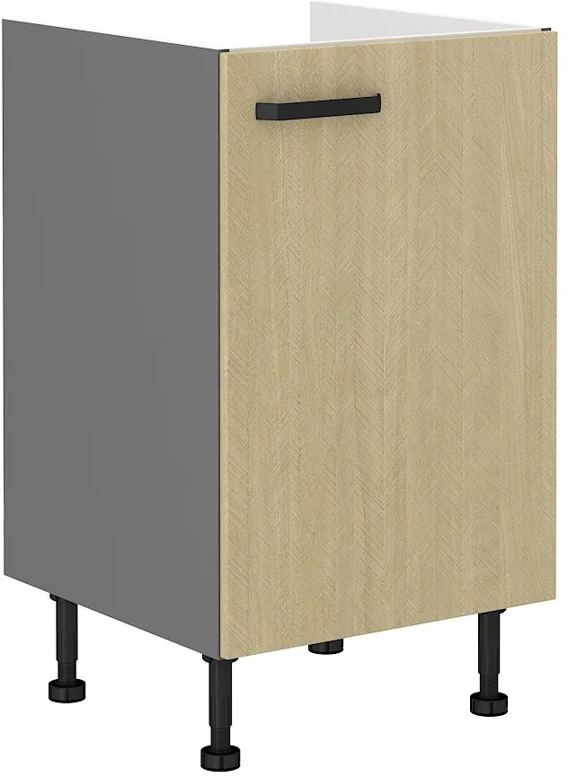 Dulap inferior de bucătărie sub chiuvetă Scarmi 50 ZL 1F BB (Antracit + Herringbone scandi). 1049757