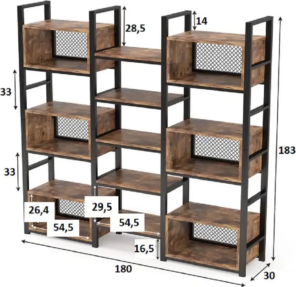 Biblioteca Venedic, homs,seria A-627,183x30x180 cm
