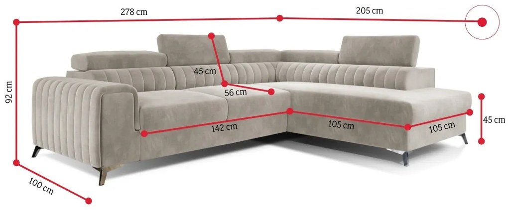Supermobel Coltar LAURENCE, 278x92x205, inari 96, dreapta