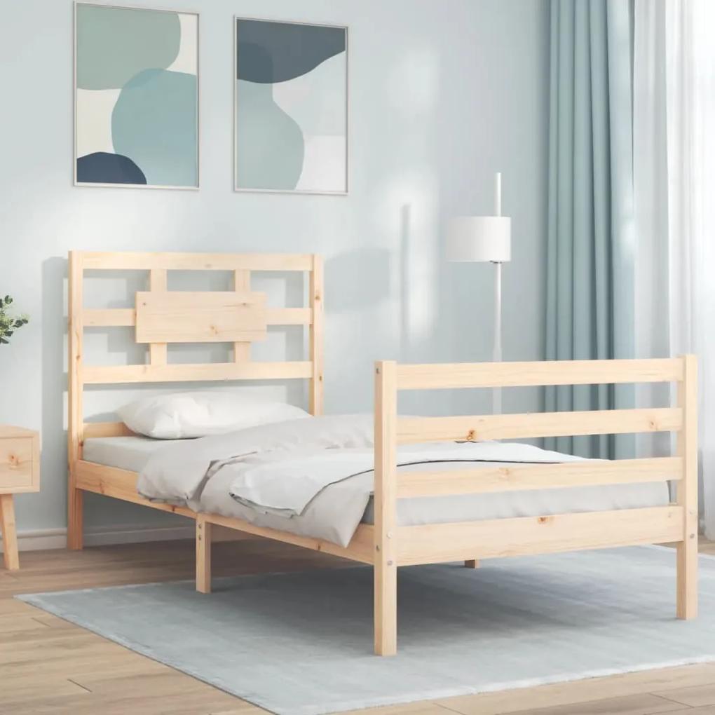 3194431 vidaXL Cadru de pat cu tăblie, 100x200 cm, lemn masiv