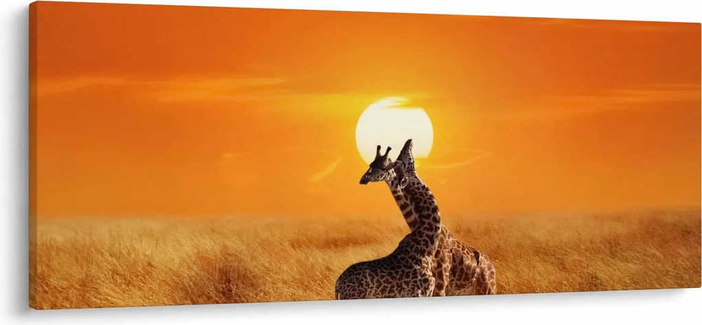 Tablou - Girafe în Parcul Național Serengeti (120x50 cm)