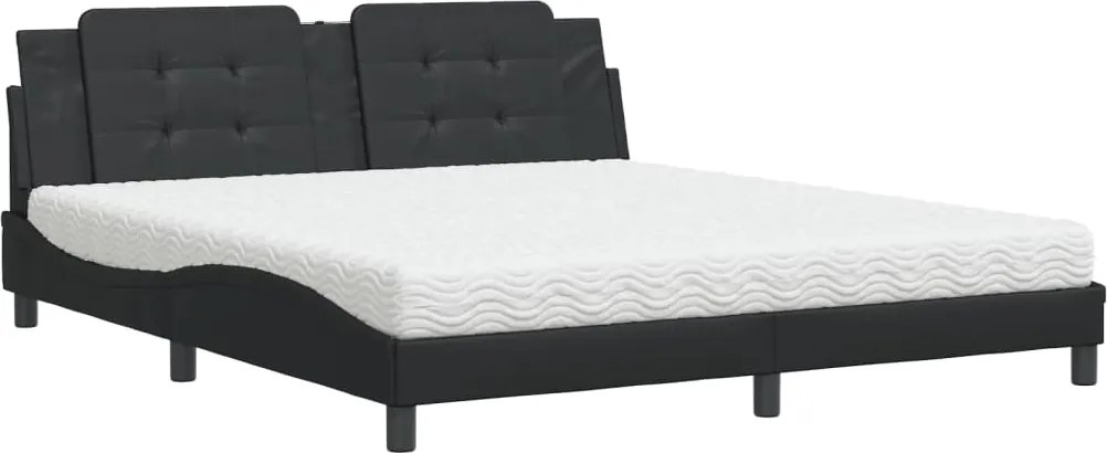 vidaXL Pat cu saltea, Zadar, negru, 180x200 cm, piele ecologică