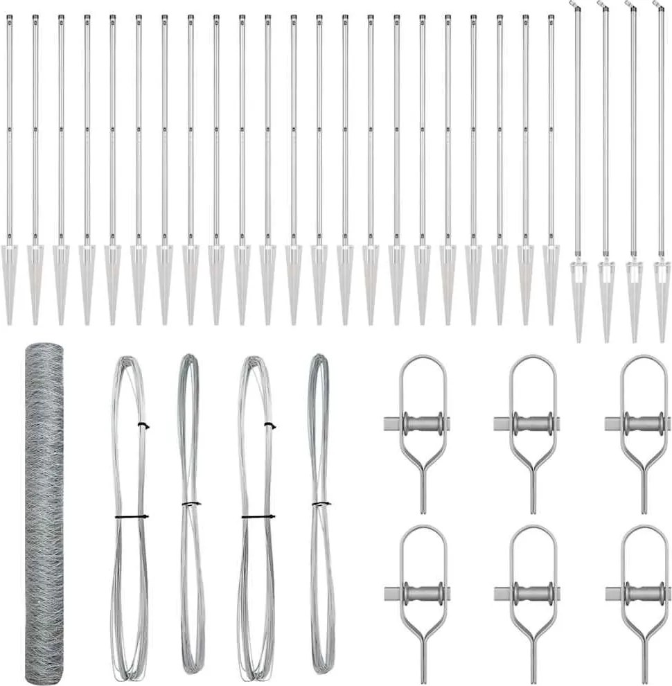 vidaXL Stâlp de gard. Argintiu 50 x 1,4 m (plasă de 36 mm) Oțel