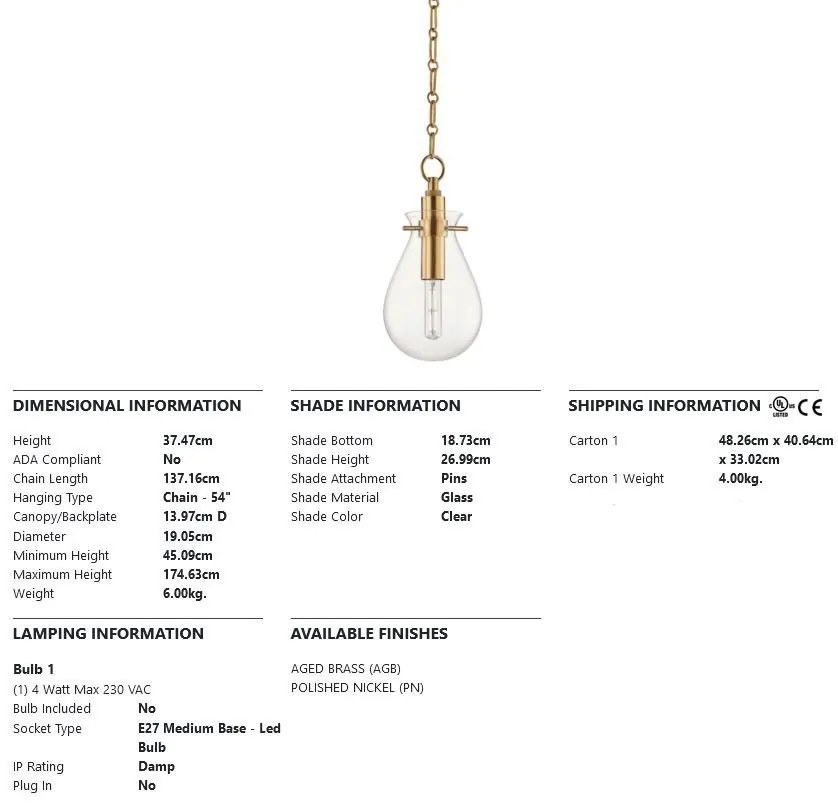 Pendul LUX design minimalist IVY small, alama antichizata