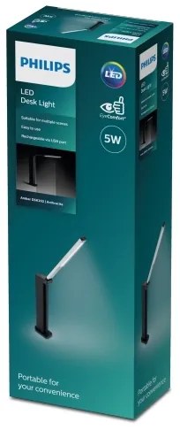 Philips - Lampă de birou LED tactilă AMBER, dimabilă, 5W/5V, negru