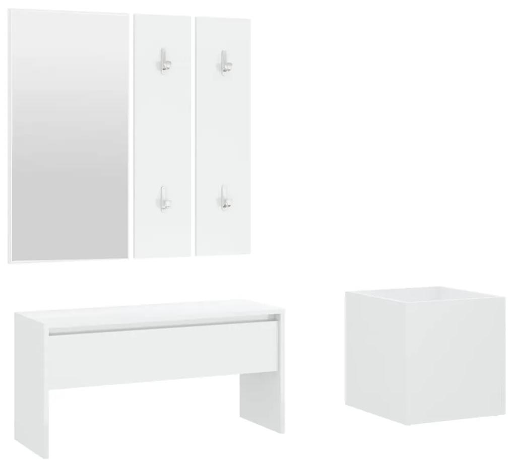 3082053 vidaXL Set de mobilier pentru hol, alb, lemn prelucrat