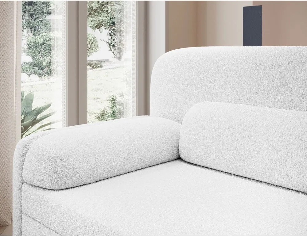 Canapea albă extensibilă/cu spațiu de depozitare cu tapițerie din țesătură bouclé 236 cm Elioss – ELTAP