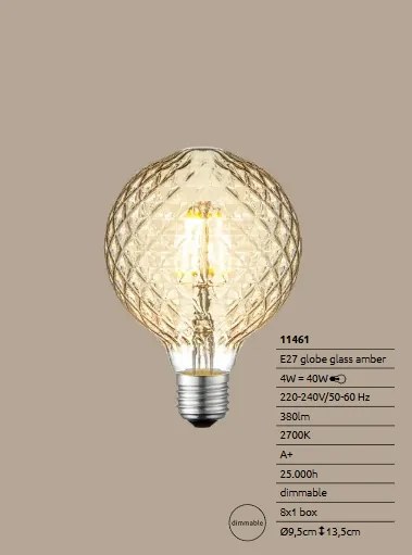 Bec decorativ cu filament LED dimabil E27 4W 2700K chihlimbar 11461 GL