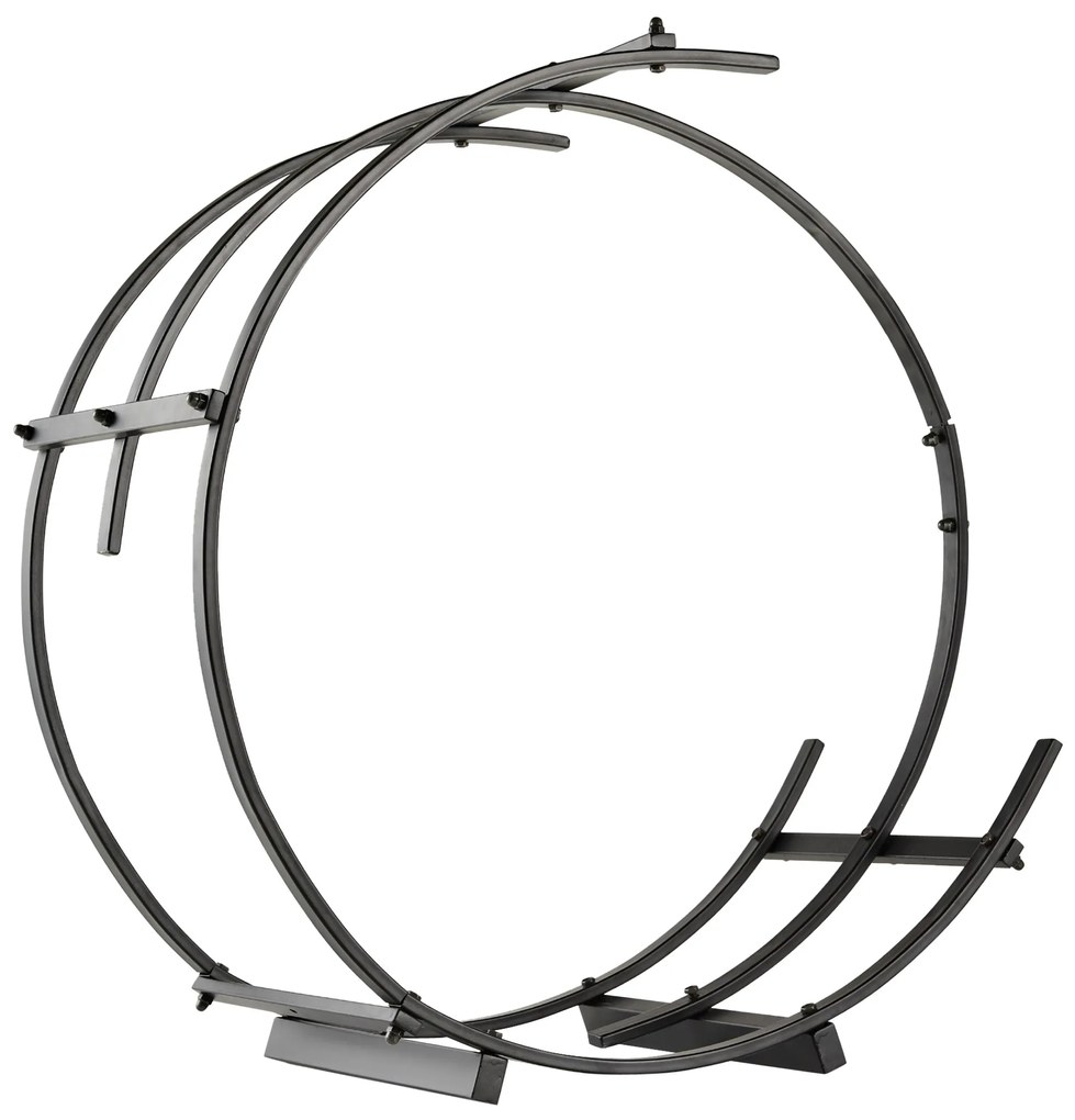 Outsunny Suport pentru lemne de foc Suport lemne in forma de inel Greutate maxima 50kg negru, 71x32x73cm