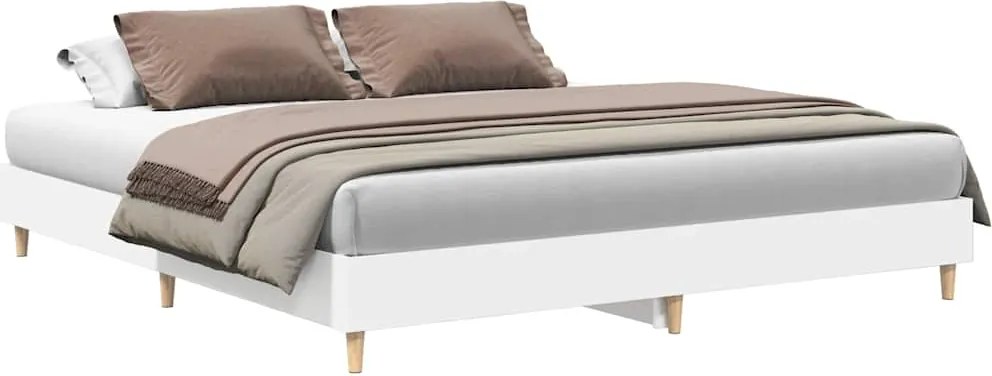 vidaXL Cadru de pat fără saltea, alb, 160x200 cm, lemn de prelucrare