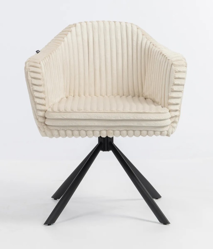 HR832 BAZĂ STEA Scaun Cappuccino Teddy Cord cu Bază Neagră