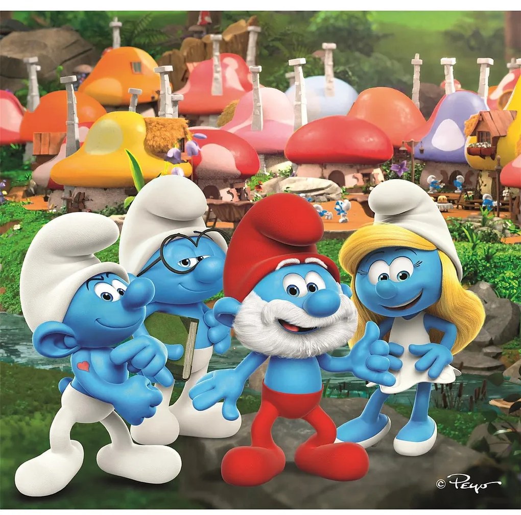 Strumfii Puzzle Clementoni 3x48 de piese