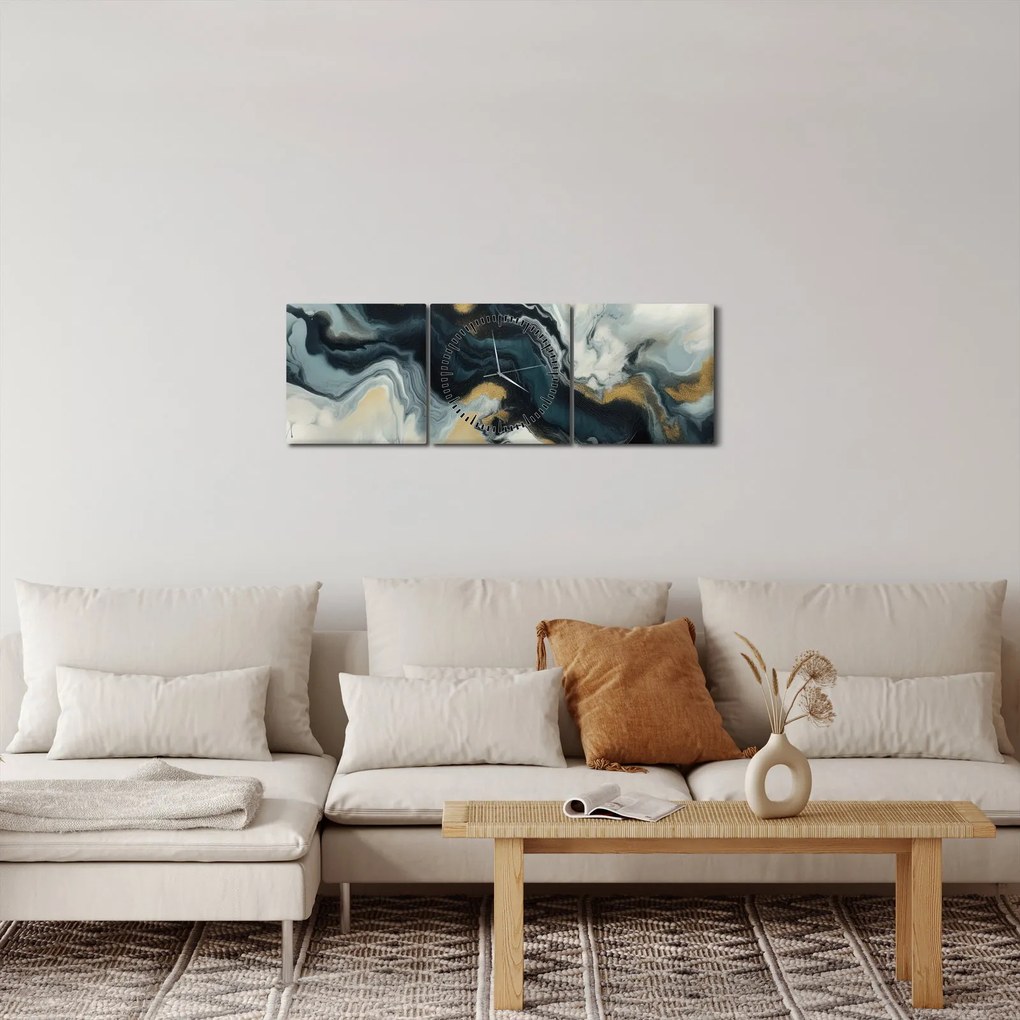 Tablou - Desen marmorat (cu ceas) (90x30 cm)