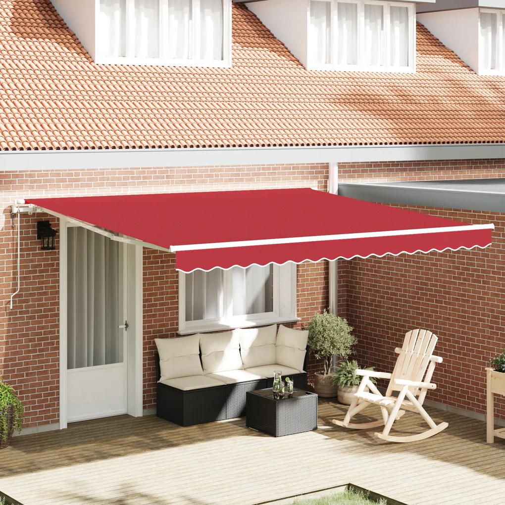 vidaXL Marchiză retractabilă Roșu 400 × 300 cm Roșu