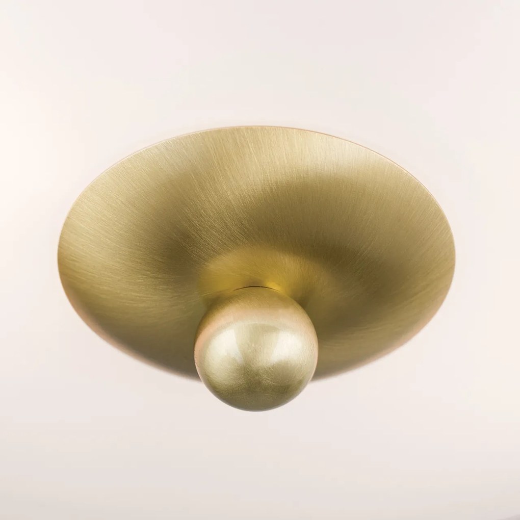 Plafoniera clasica Landhaus 28cm alama satin/ sticla opal decor verde