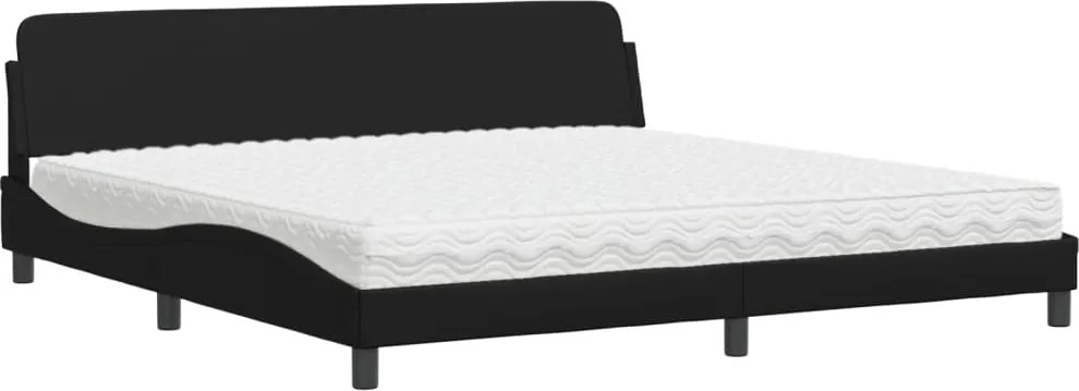 vidaXL Pat cu saltea, Dover, negru, 200x200 cm, piele ecologică