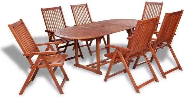 Set mobilier de exterior cu masă extensibilă, 7 piese, lemn